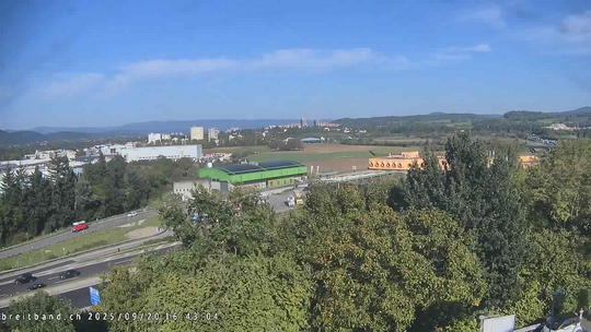 Webcam autoroute A2 en Suisse, à l'est de Bâle, au niveau de la sortie et du Ikea PratteIn